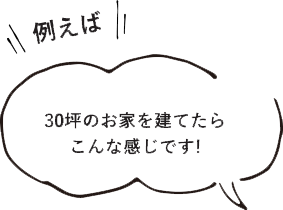 例えば 30坪のお家を建てたら こんな感じです!